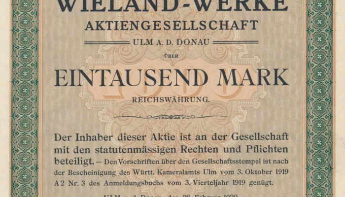 Wieland Aktie 1920