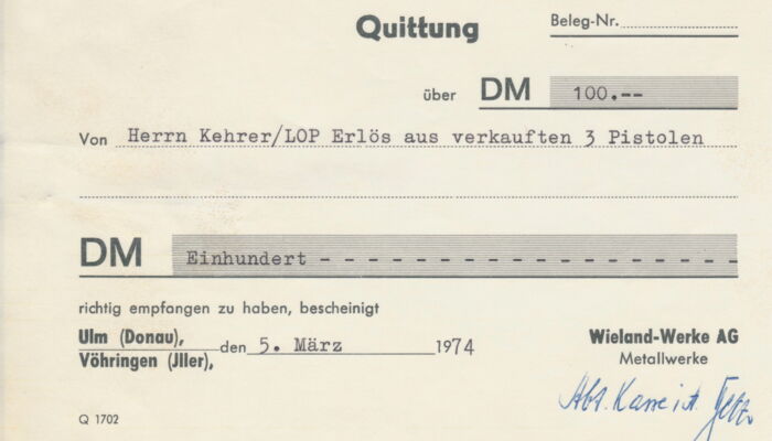 Quittung Pistolen Kauf